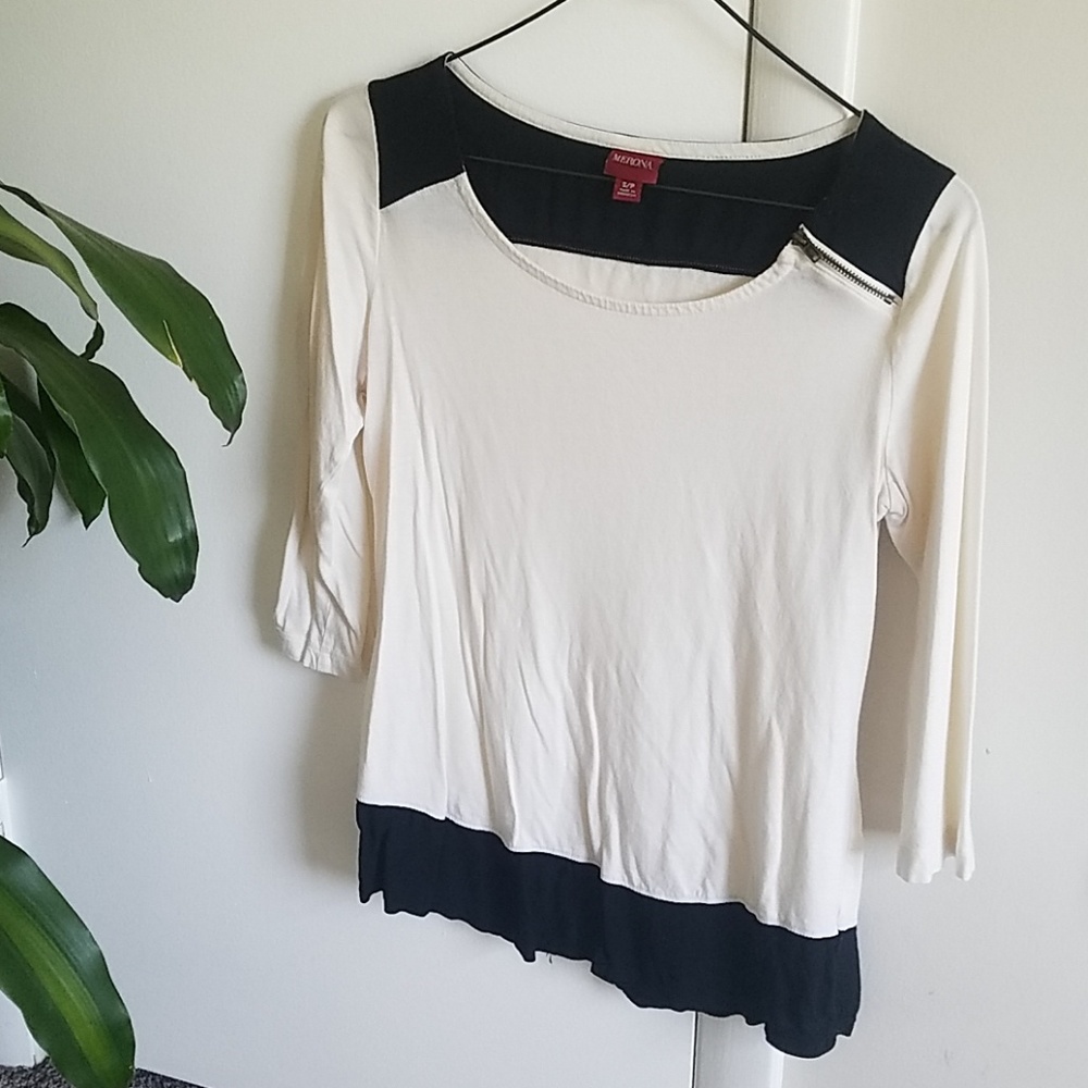 Back and ivory white Top